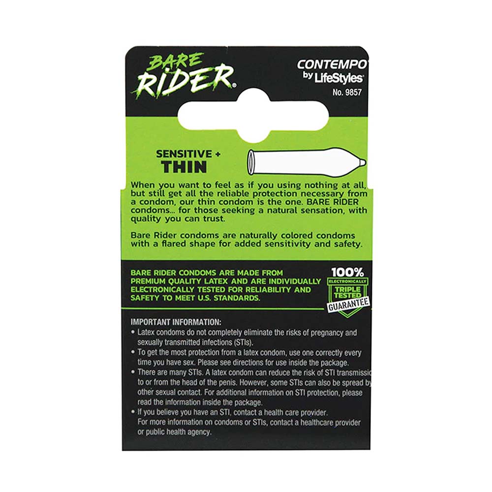Contempo Bare Rider Thin Condom Pack - Pack of 3