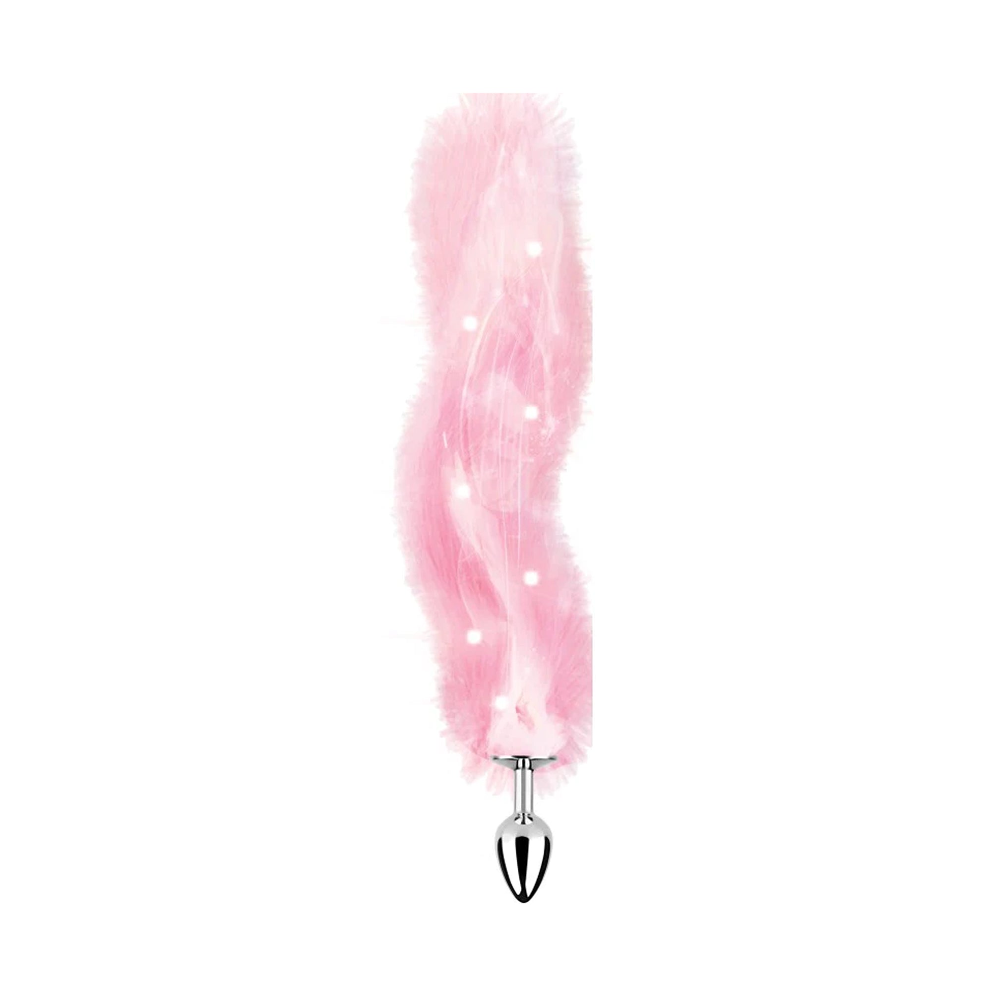 Foxy Tail Light Up Faux Fur Butt Plug - Pink