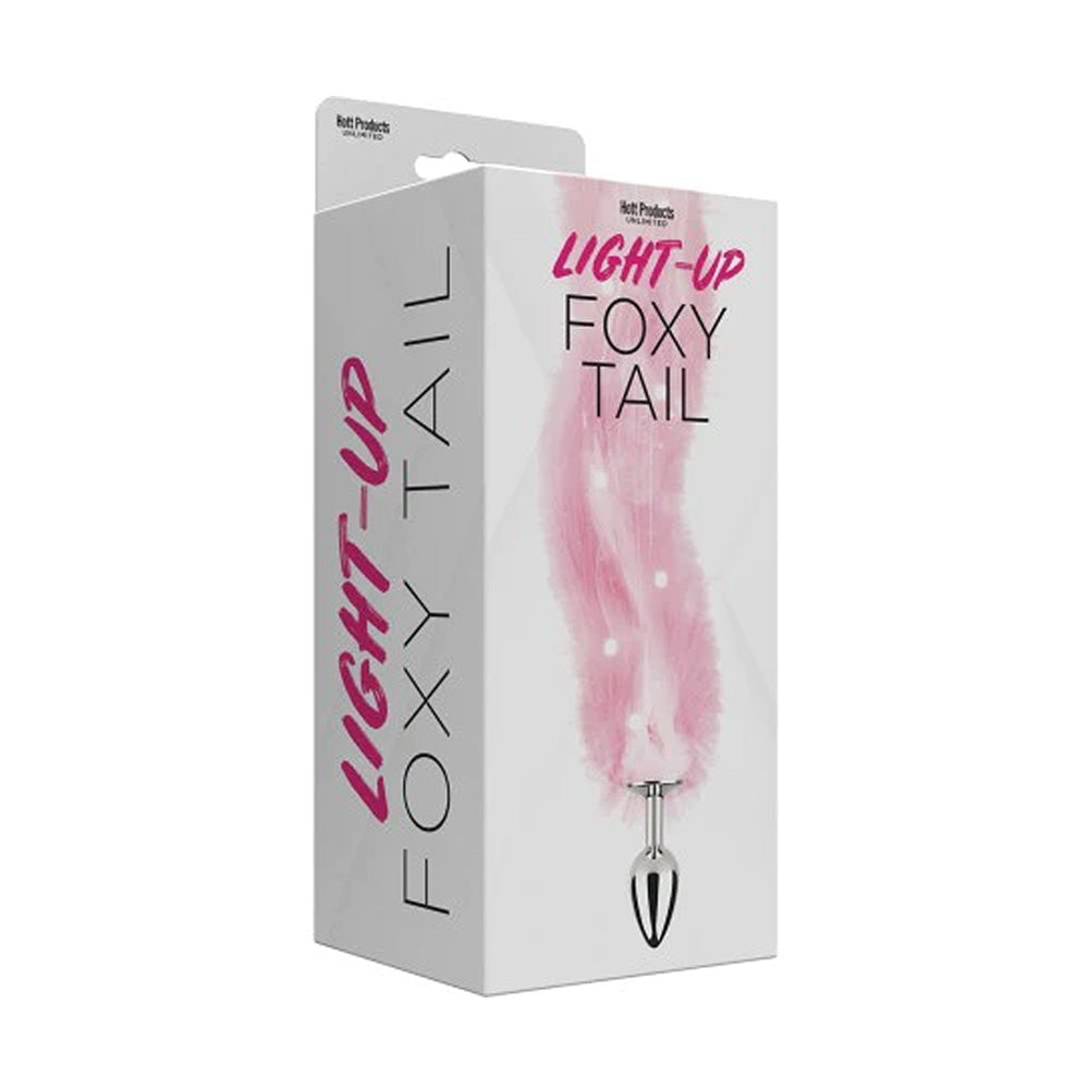 Foxy Tail Light Up Faux Fur Butt Plug - Pink
