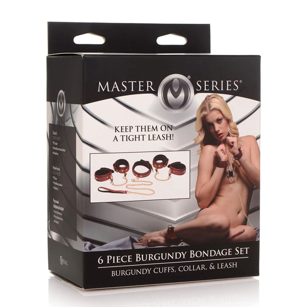 Master Series 6 pc Bondage Set - Burgundy
