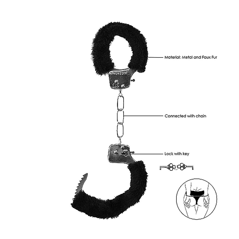Shots Ouch Furry Pleasure Handcuffs - Black