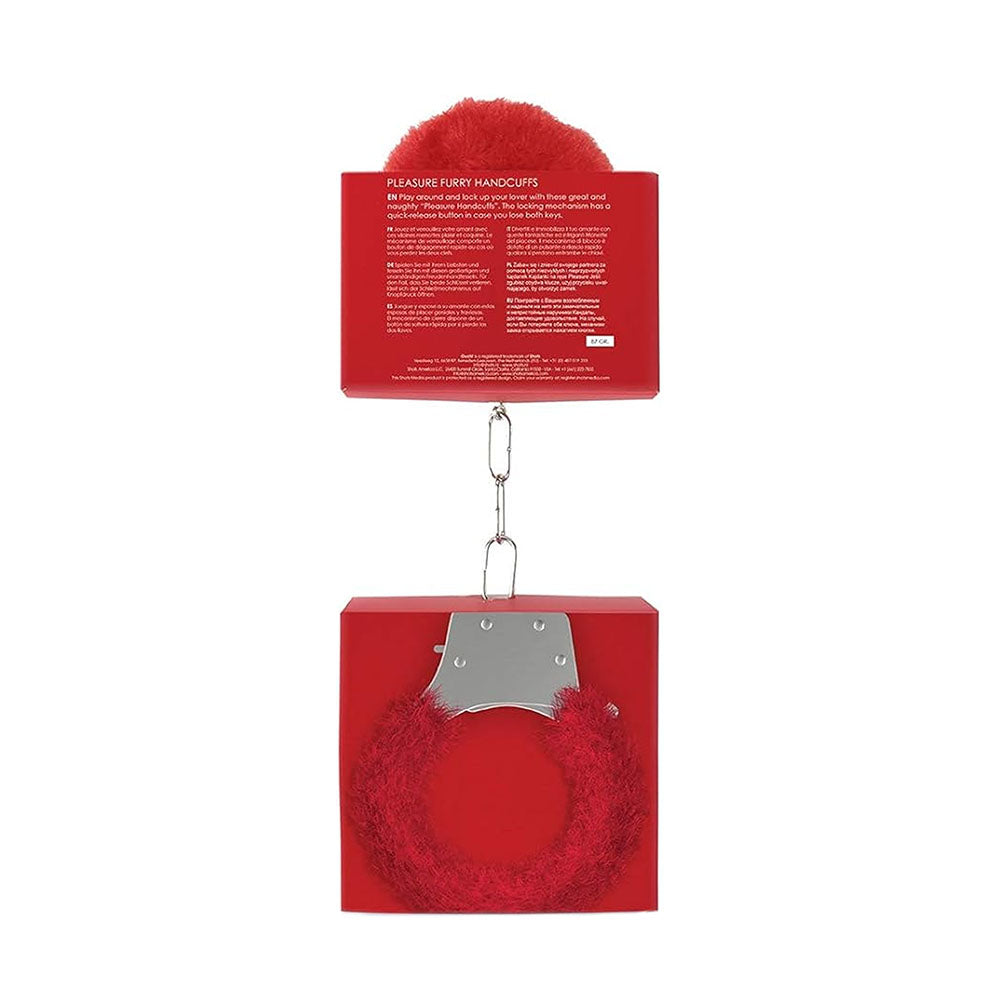 Shots Ouch Furry Pleasure Handcuffs - Red
