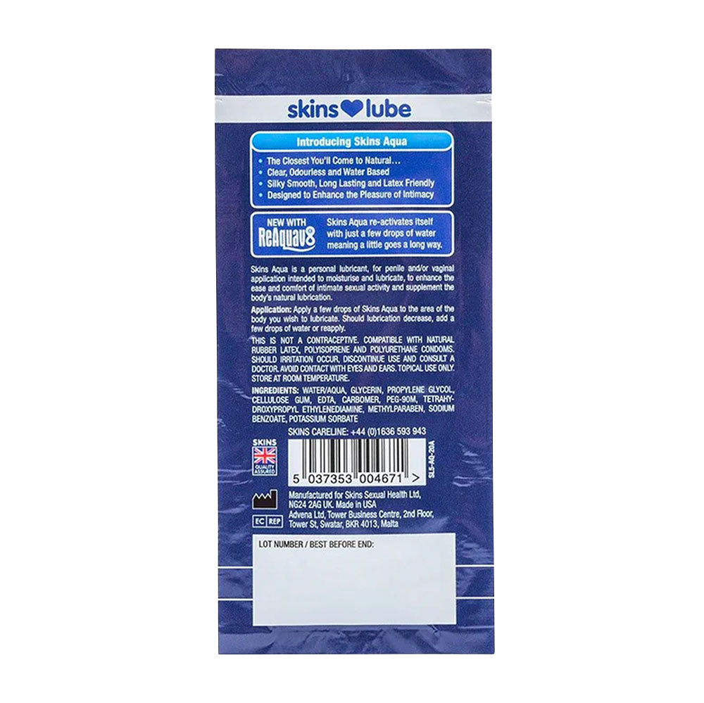 Skins Aqua Water Based Lubricant - 5 ml Foil