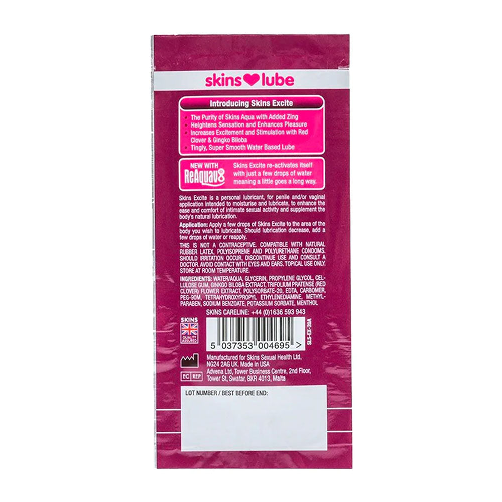 Skins Excite Water Based Lubricant - 5 ml Foil