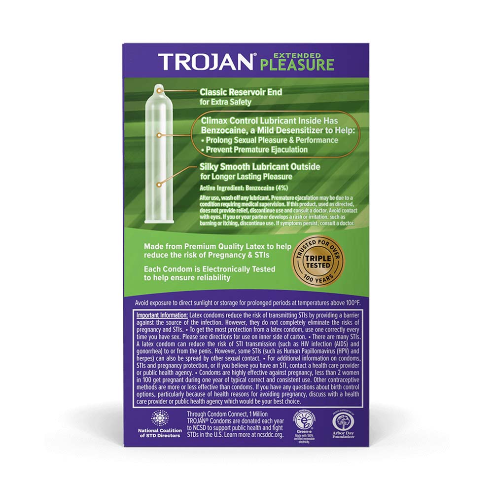 Trojan Extended Pleasure Condoms - Box of 12