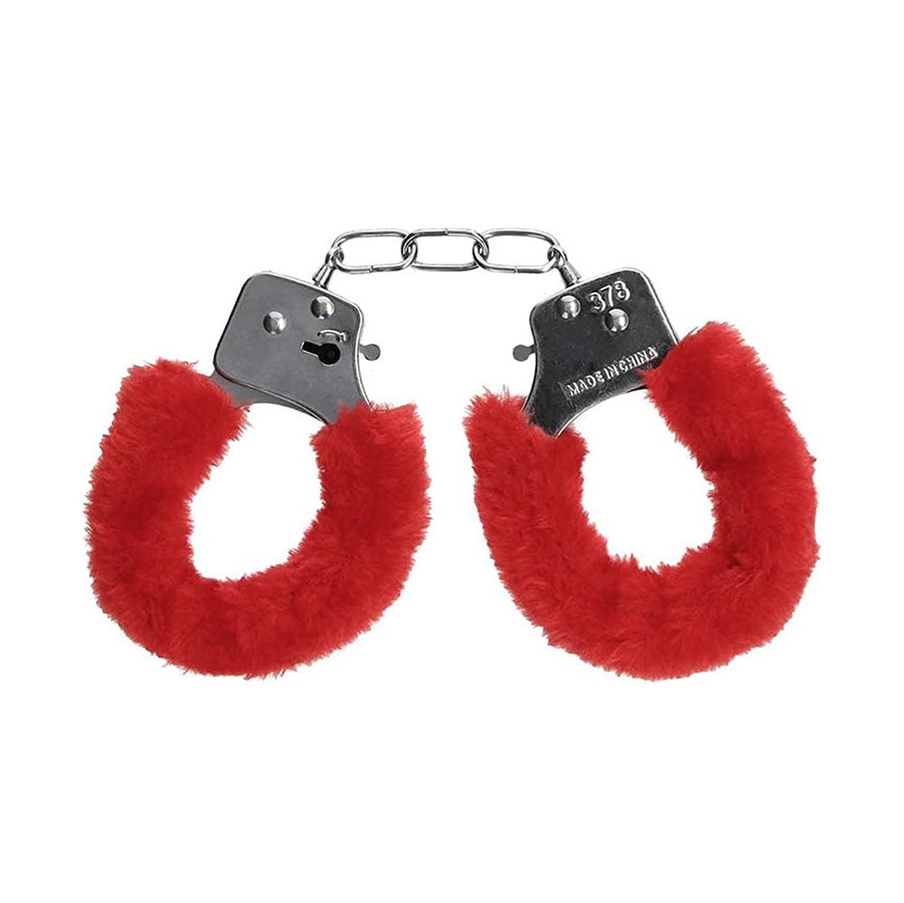 Shots Ouch Furry Pleasure Handcuffs - Red