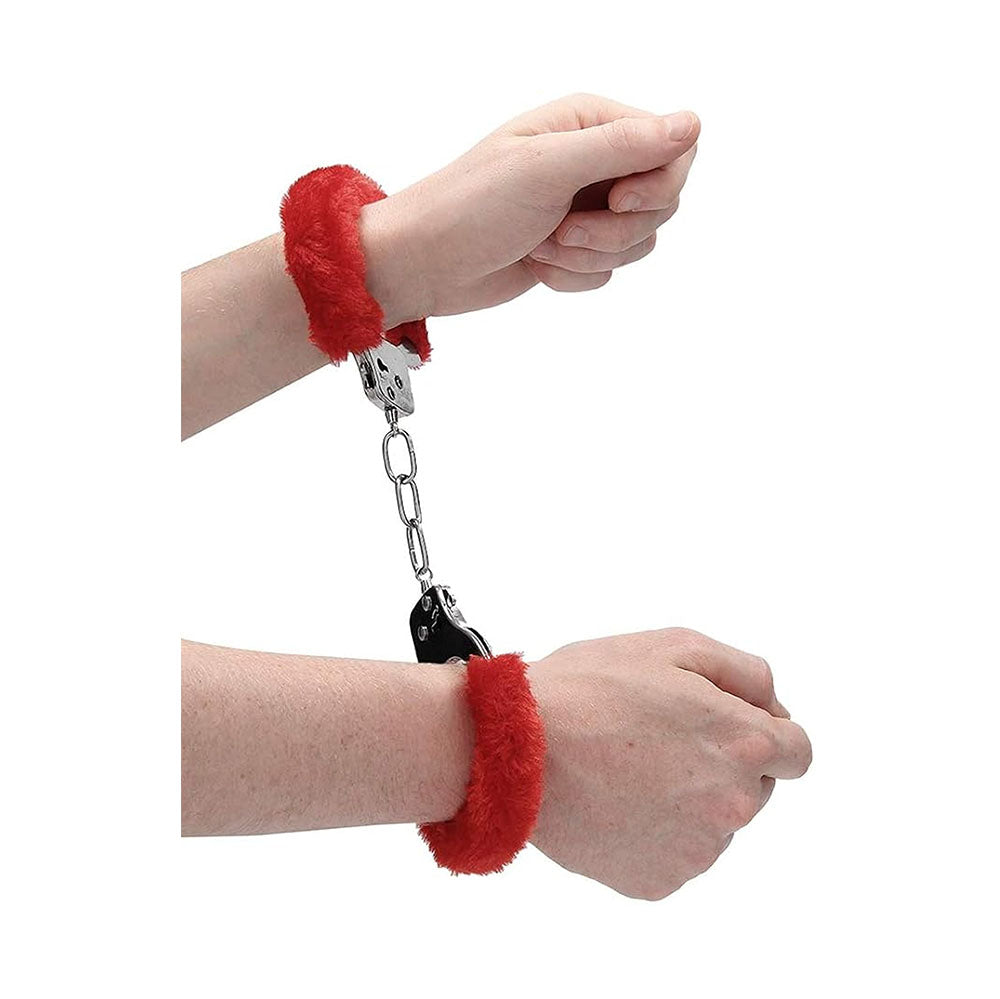 Shots Ouch Furry Pleasure Handcuffs - Red